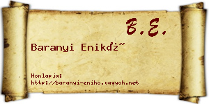 Baranyi Enikő névjegykártya